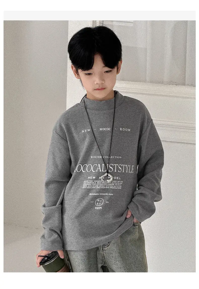 Boys Fleece Long Sleeve Winter T-Shirt Beige — feature 11