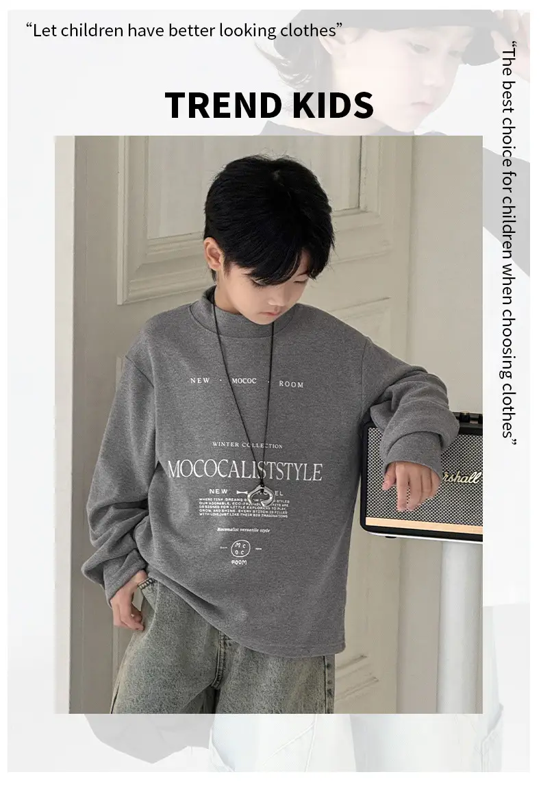Boys Fleece Long Sleeve Winter T-Shirt Beige — feature 2
