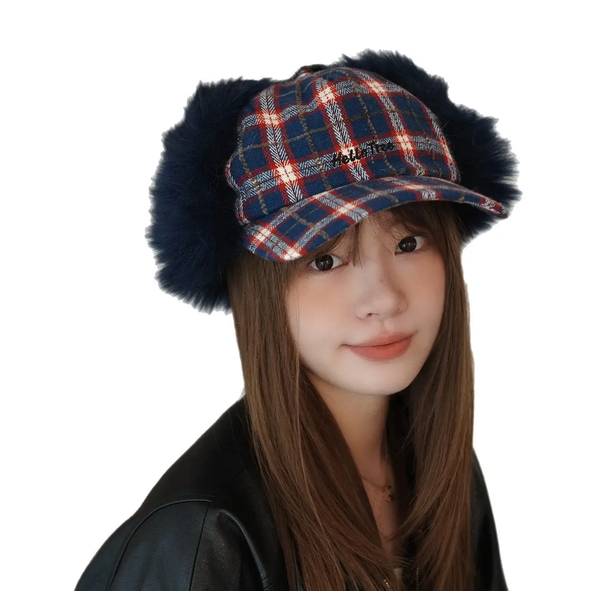 Women Plaid Winter Trapper Hat with Ear Flap - Image 6