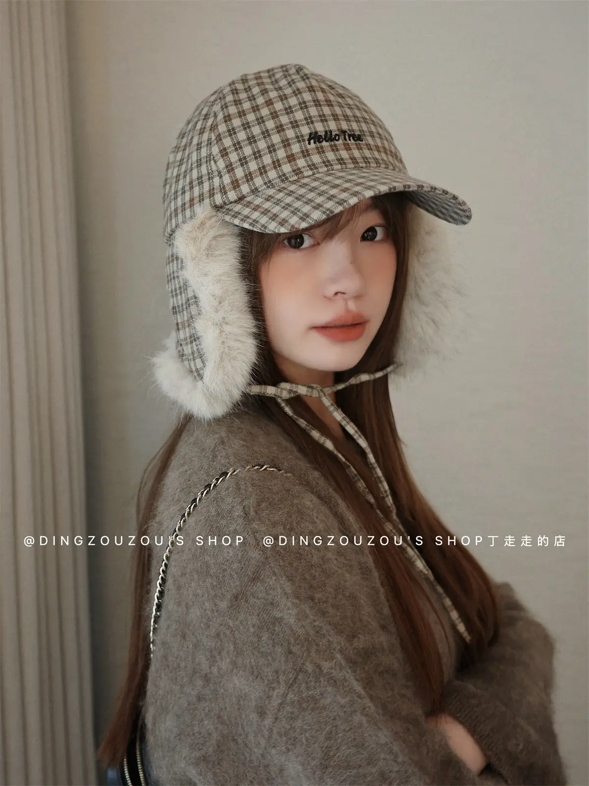 Women Plaid Winter Trapper Hat with Ear Flap — feature 11