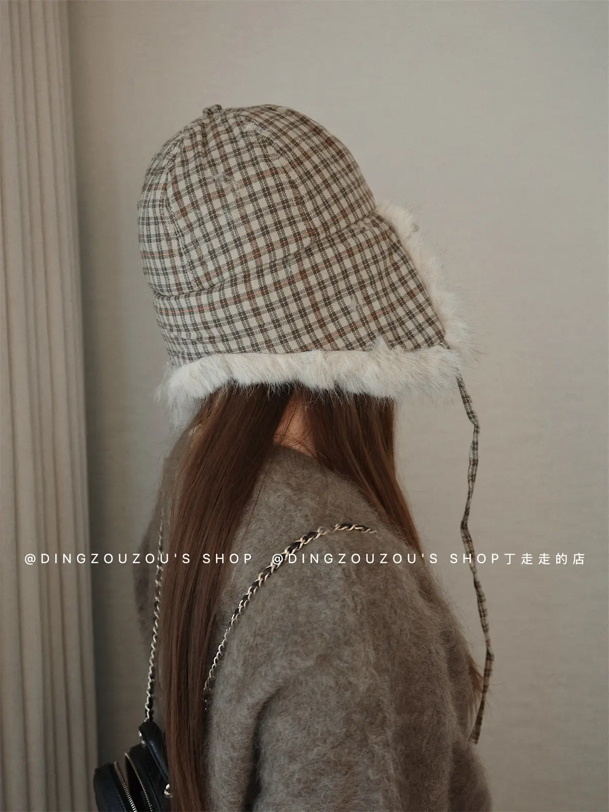 Women Plaid Winter Trapper Hat with Ear Flap — feature 12