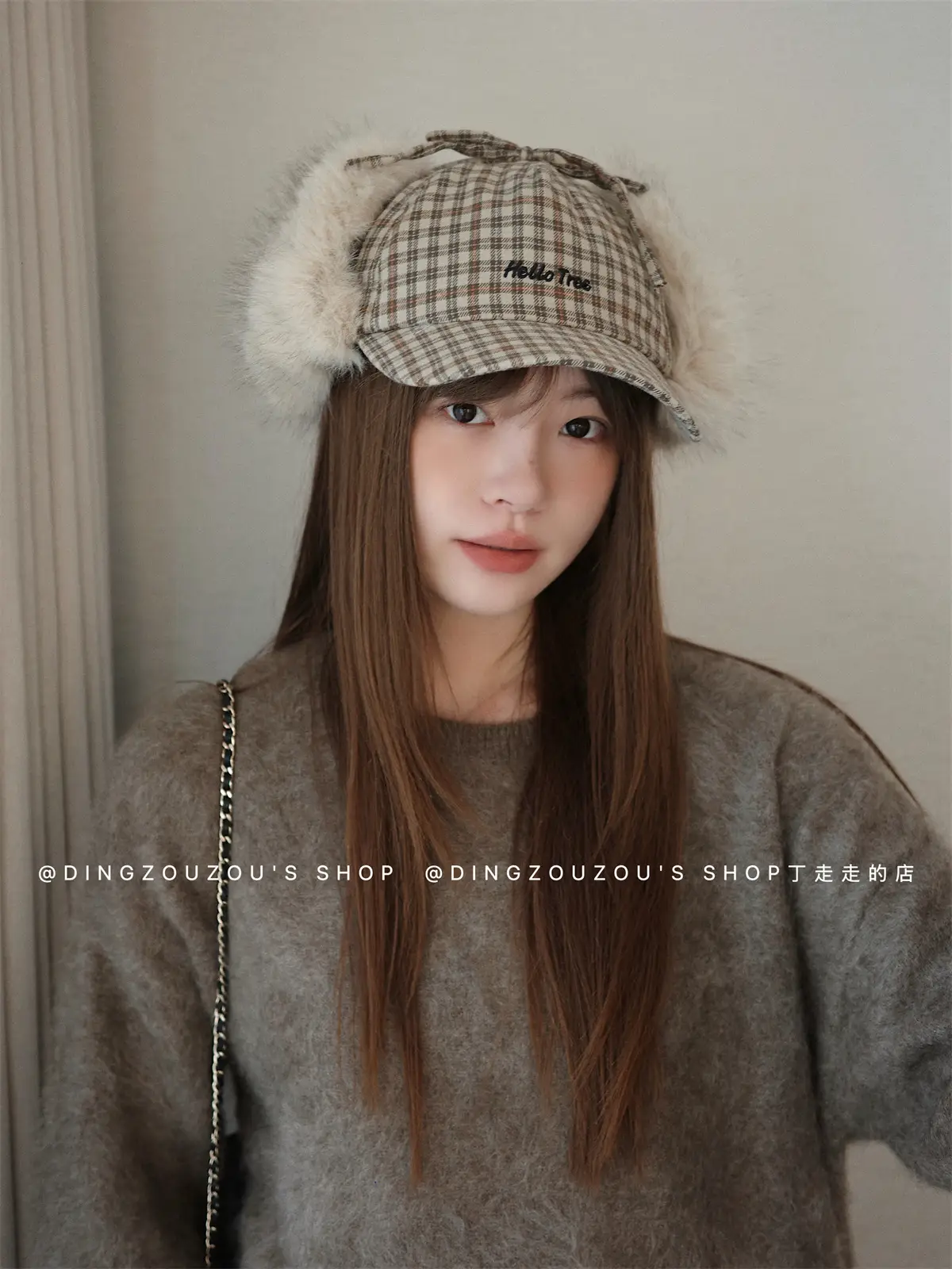 Women Plaid Winter Trapper Hat with Ear Flap — feature 5