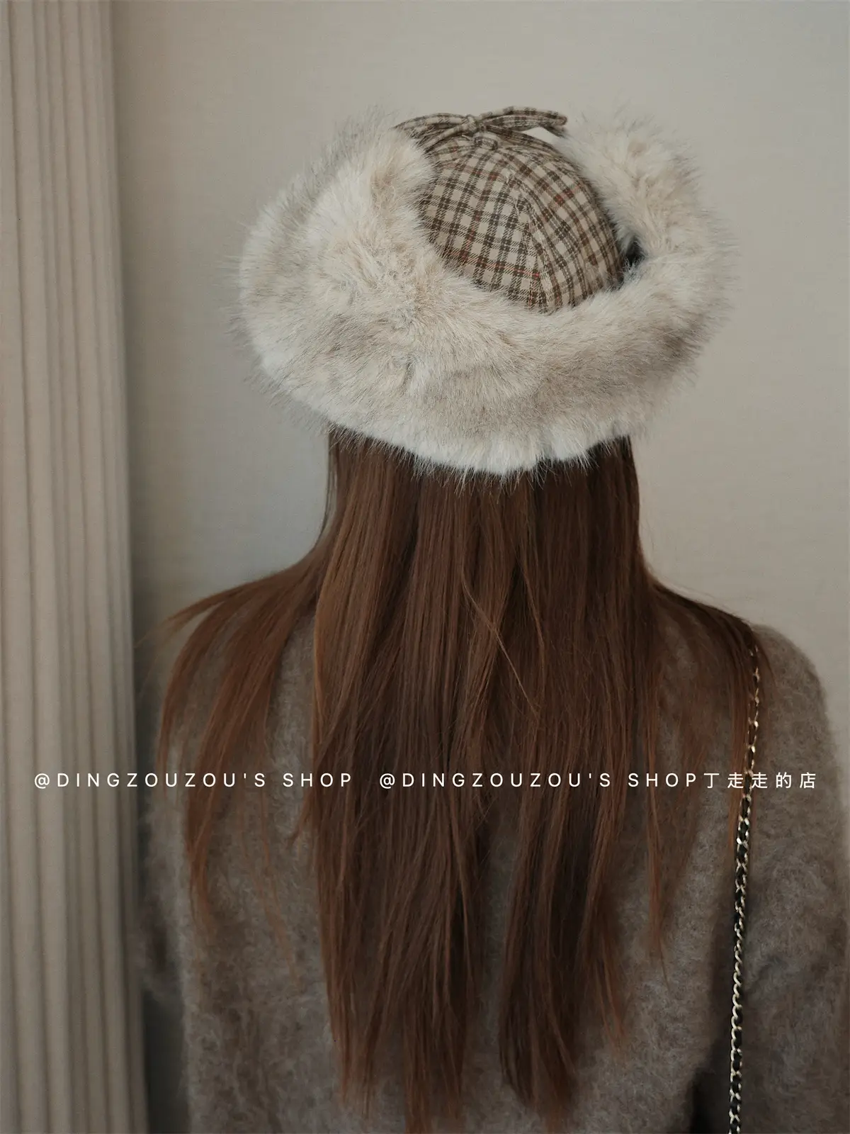 Women Plaid Winter Trapper Hat with Ear Flap — feature 7