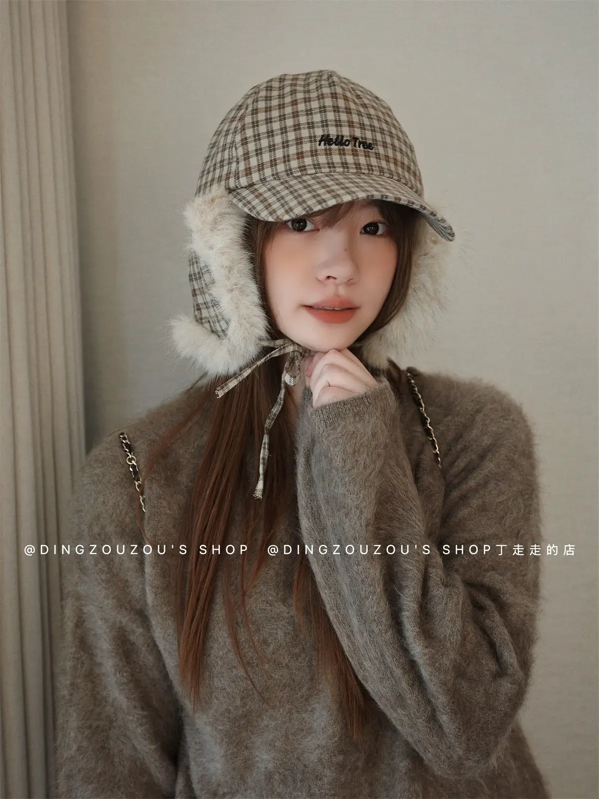 Women Plaid Winter Trapper Hat with Ear Flap — feature 9