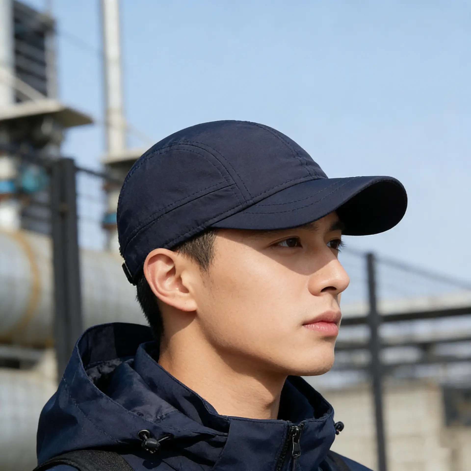 Men's Navy Blue Waterproof Baseball Cap with Short Brim - Image 8
