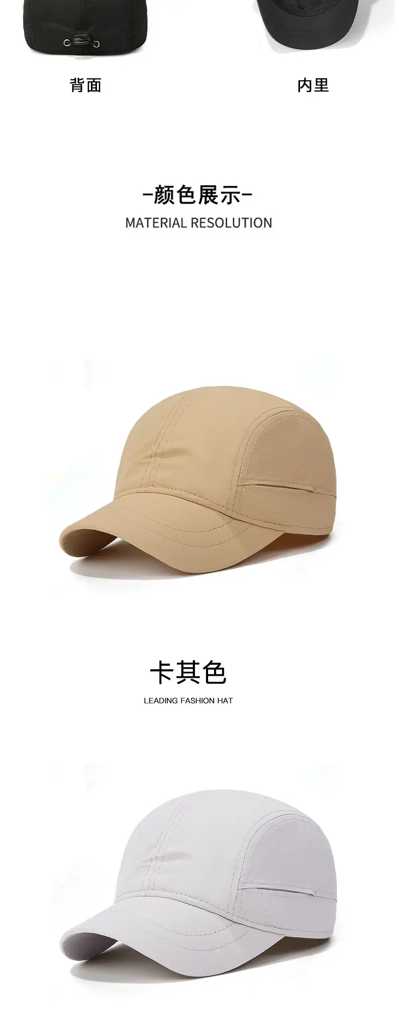 Men's Navy Blue Waterproof Baseball Cap with Short Brim — feature 14