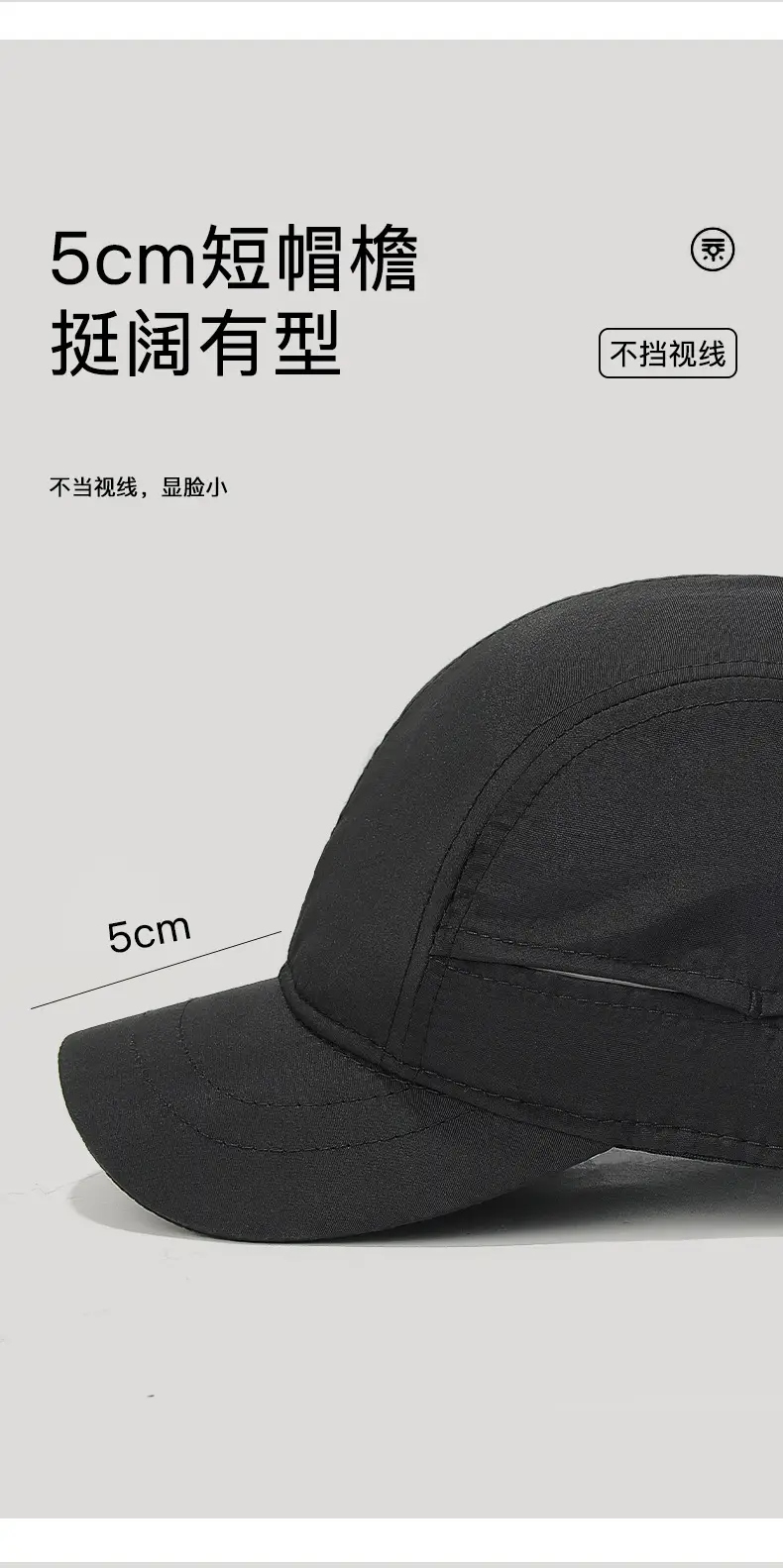 Men's Navy Blue Waterproof Baseball Cap with Short Brim — feature 9