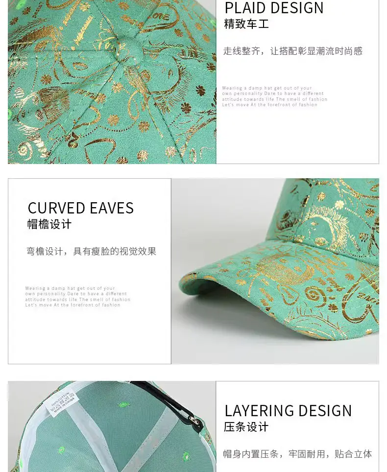 Teal Gold Printed Baseball Cap for Men Women — feature 3