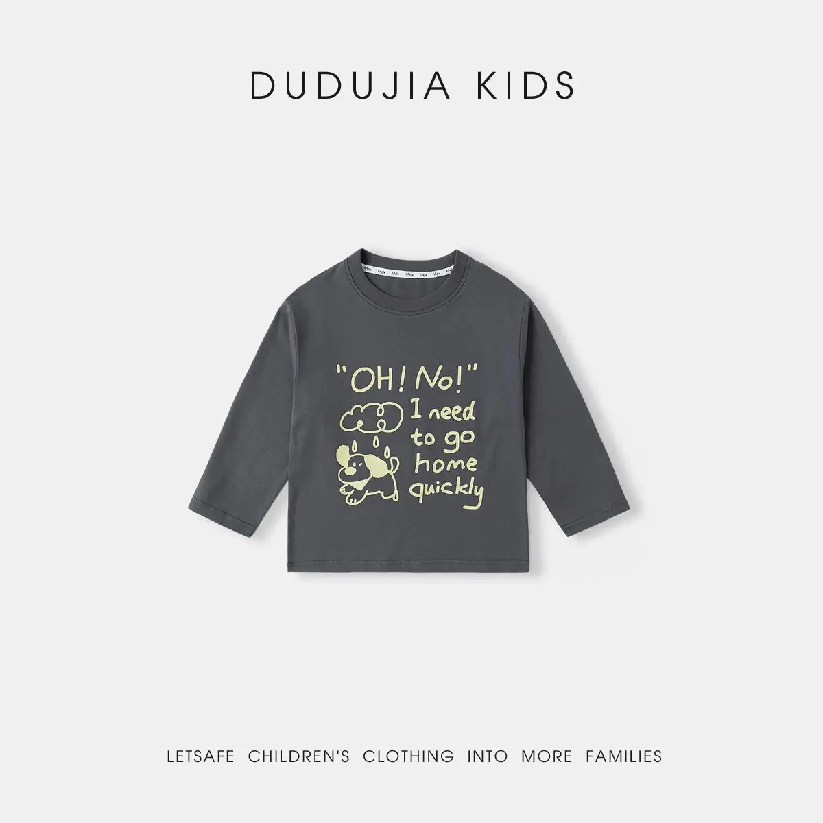 Dudujia Kids Pure Cotton T-Shirt White Blue Print - Image 3