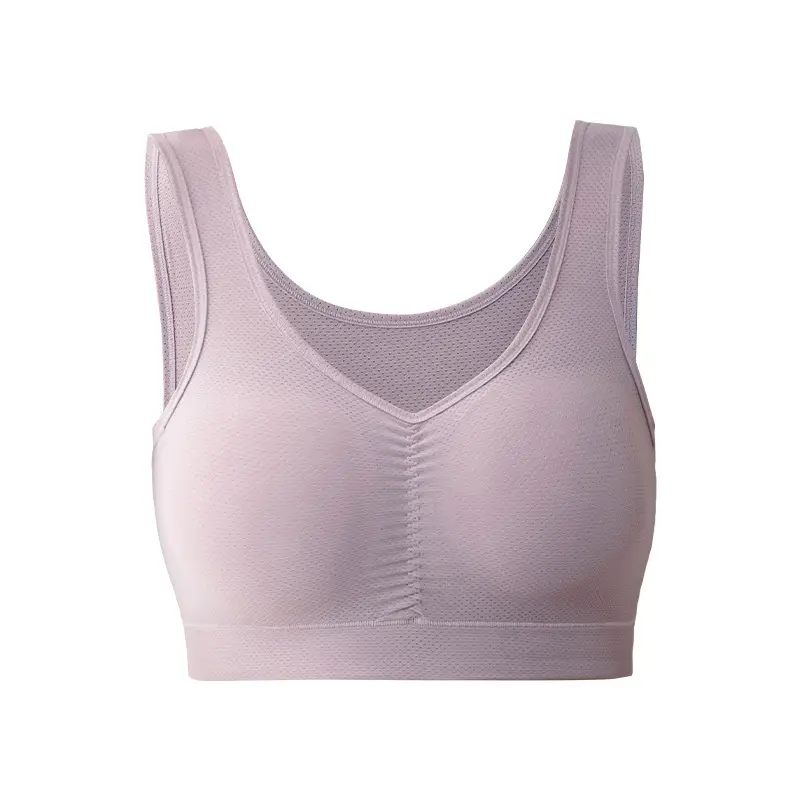 Thin Wire-Free Push-Up Bra for Middle-Aged and Elderly Large Size Sports Bra for Women Ice Silk Seamless Mother's Vest Bra
