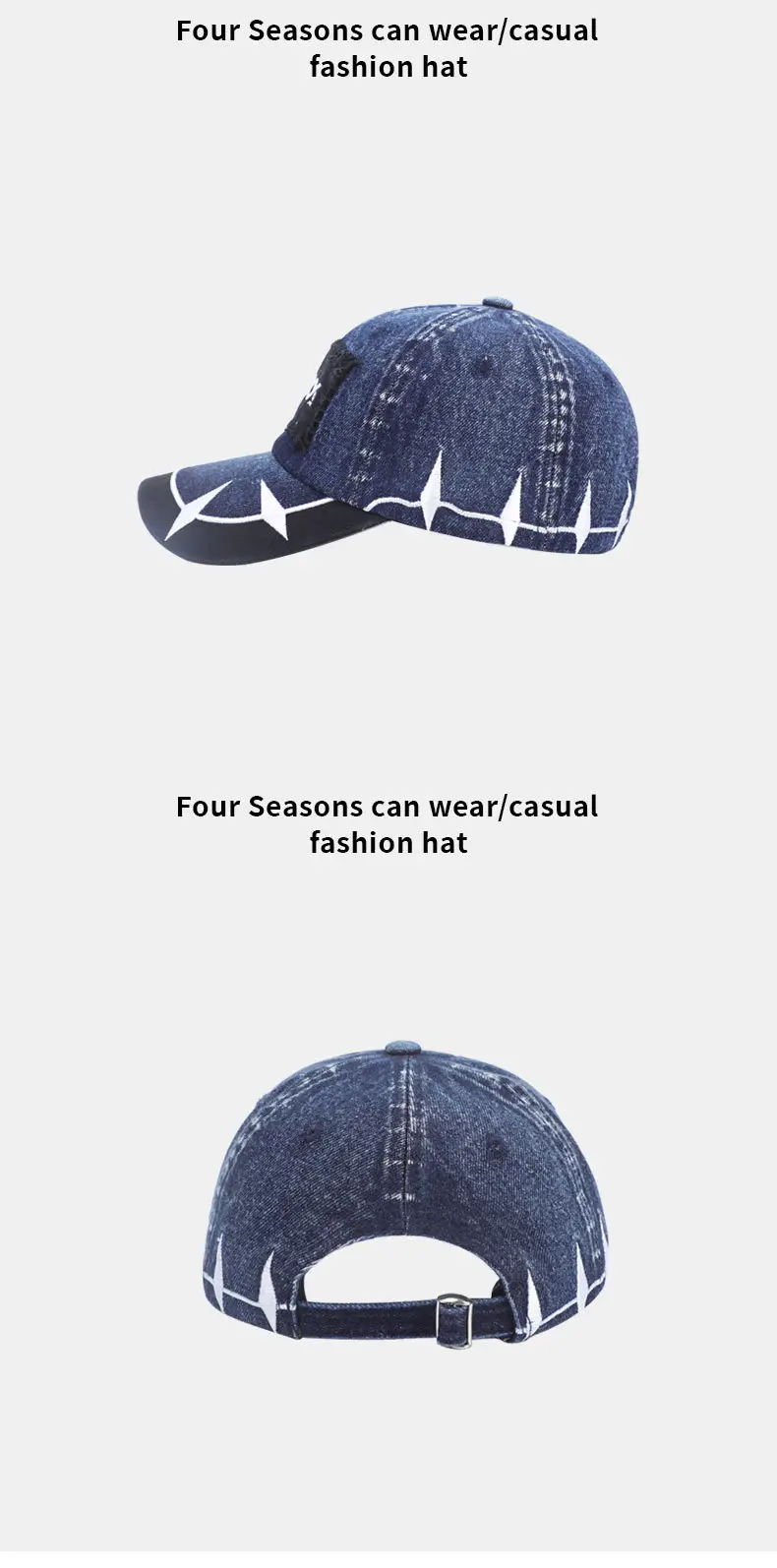 Blue Hip-Hop Letter Embroidery Baseball Cap 111g — feature 11