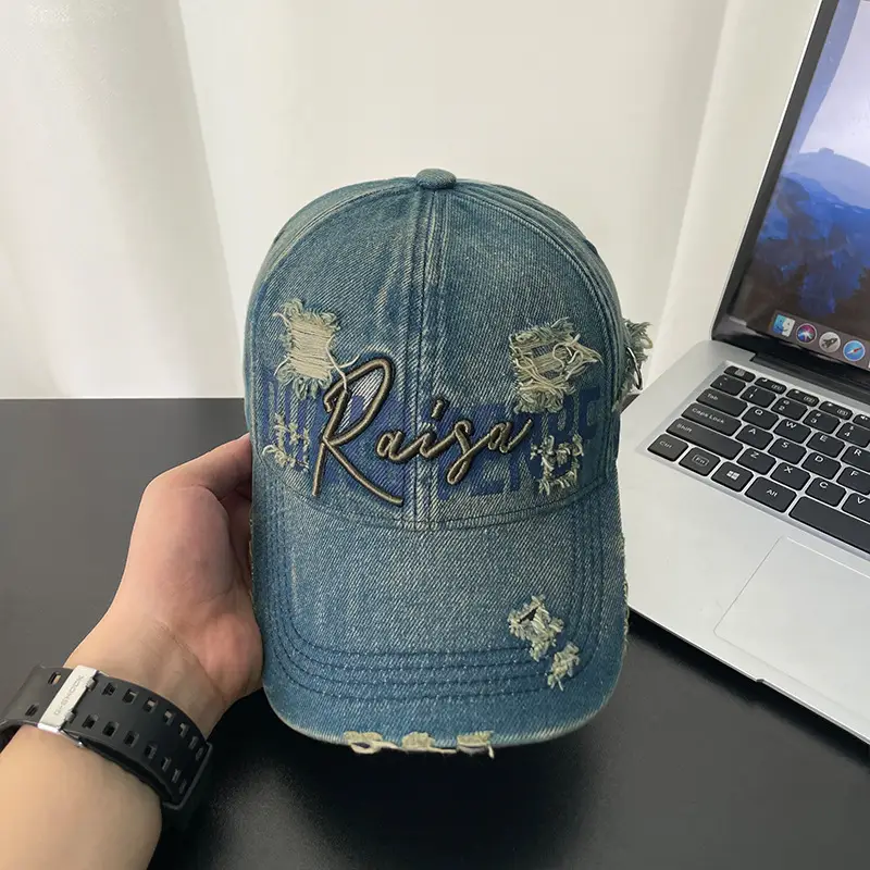 Men Distressed Duckbill Cap Vintage Washed 546cm - Image 3