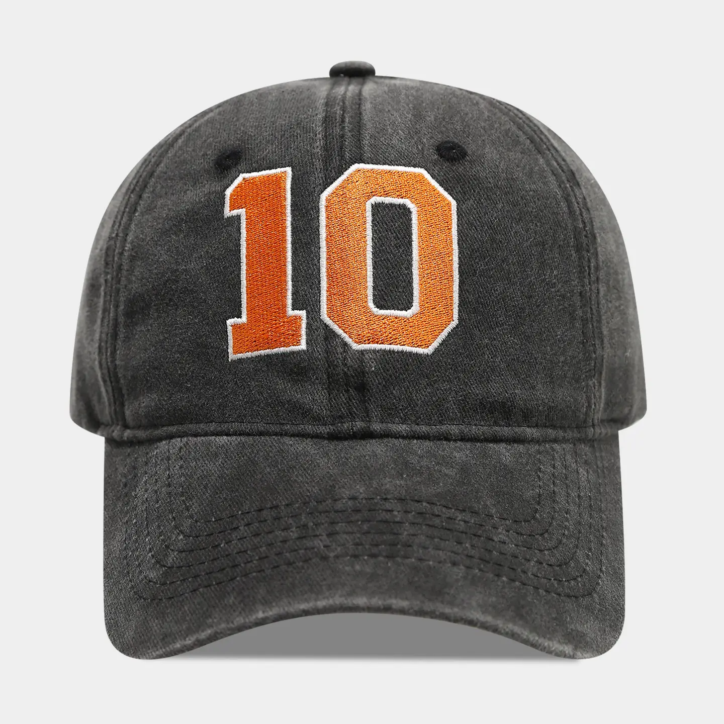 2026 Retro Washed Baseball Cap 10 Number American Embroidery