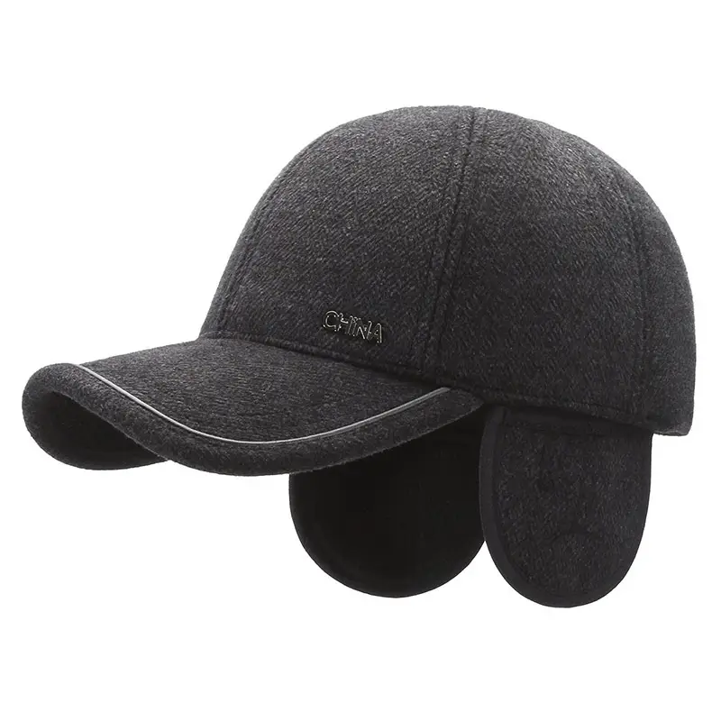 Winter Men's Grey Fleece Cap with Metal Buckle - Image 5