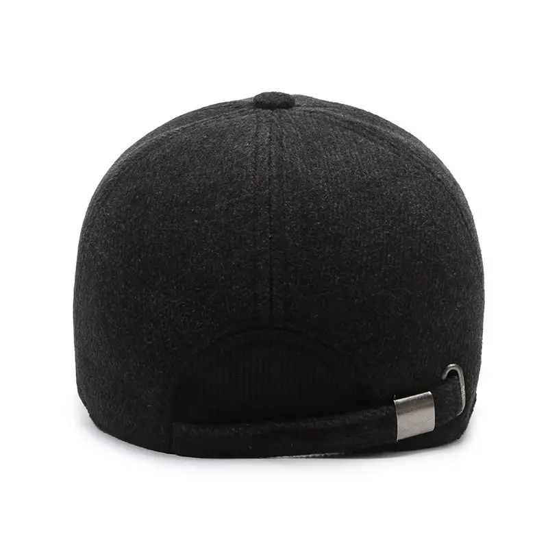 Winter Men's Grey Fleece Cap with Metal Buckle - Image 6