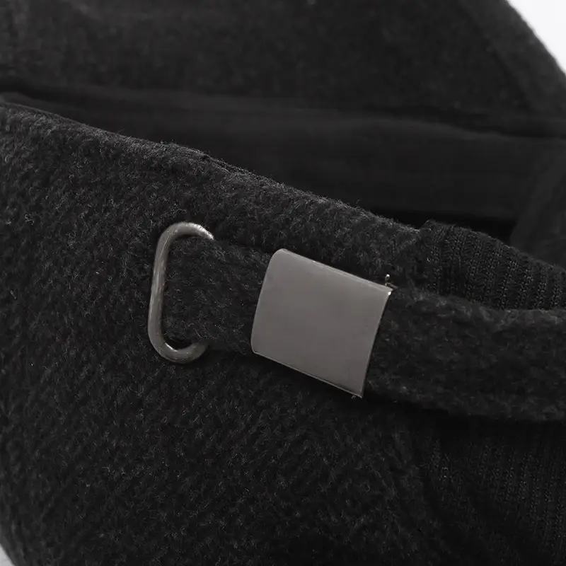 Winter Men's Grey Fleece Cap with Metal Buckle - Image 7