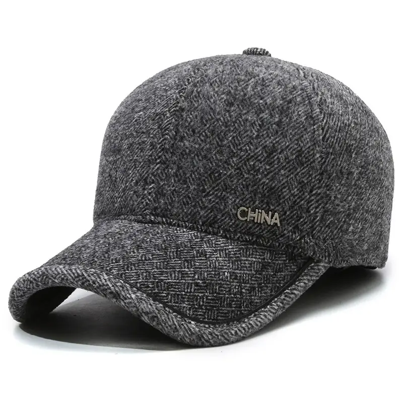 Winter Men's Grey Fleece Cap with Metal Buckle - Image 8