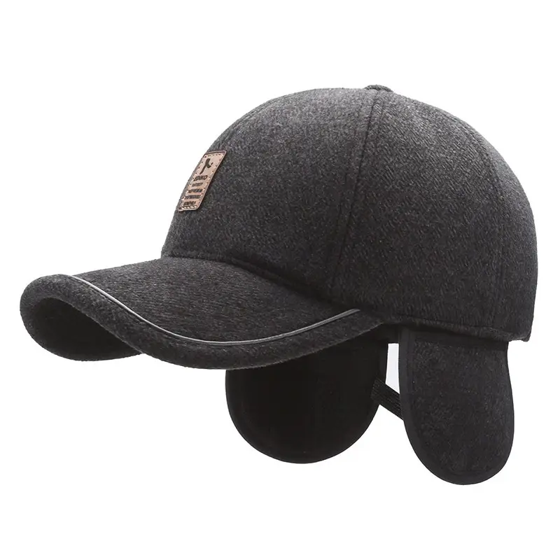 Fleece Lined Windproof Cap for Elderly Men Black - Image 5