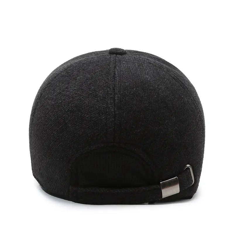 Fleece Lined Windproof Cap for Elderly Men Black - Image 6