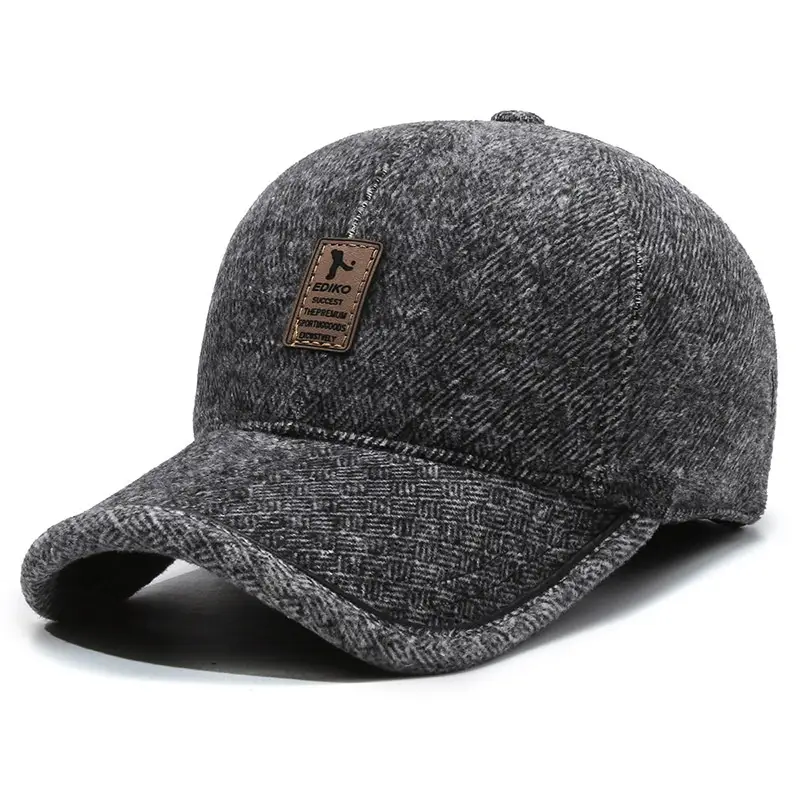 Fleece Lined Windproof Cap for Elderly Men Black - Image 8