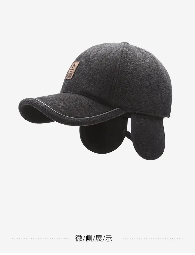 Fleece Lined Windproof Cap for Elderly Men Black — feature 10