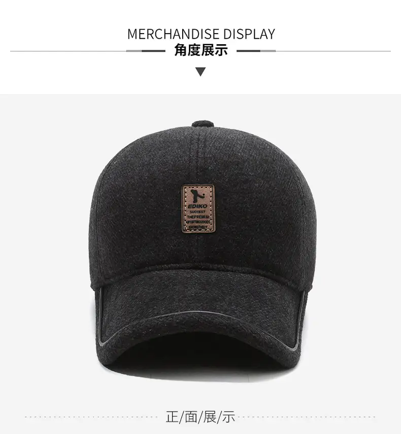 Fleece Lined Windproof Cap for Elderly Men Black — feature 4