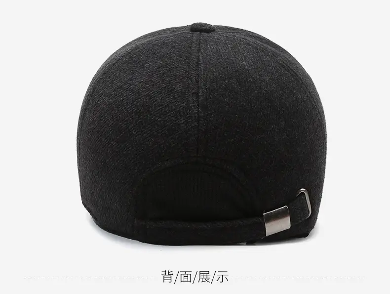 Fleece Lined Windproof Cap for Elderly Men Black — feature 7