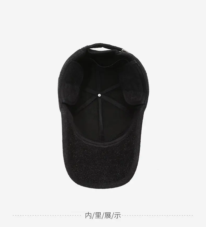 Fleece Lined Windproof Cap for Elderly Men Black — feature 9