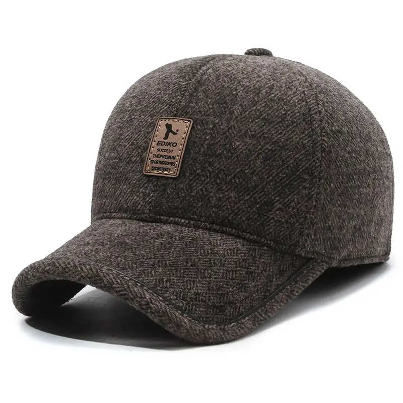 Fleece Lined Windproof Cap for Elderly Men Black - Image 3