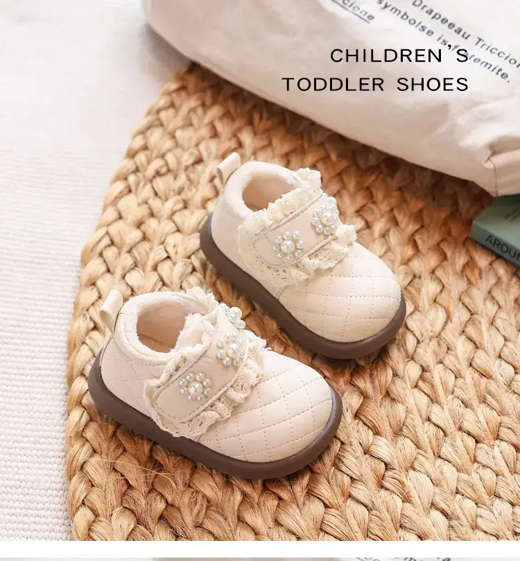 Baby Princess Fleece Lined Toddler Shoes Cream Winter — feature 9