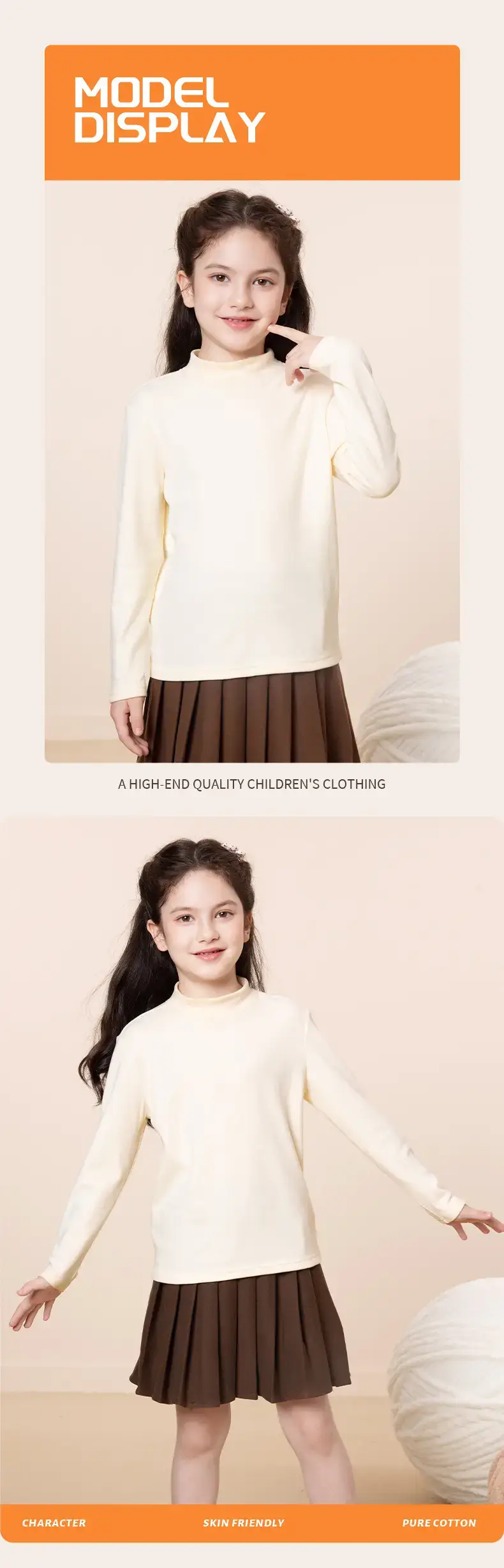 Girls Velvet Turtleneck Shirt Purple Warm Inner — feature 12