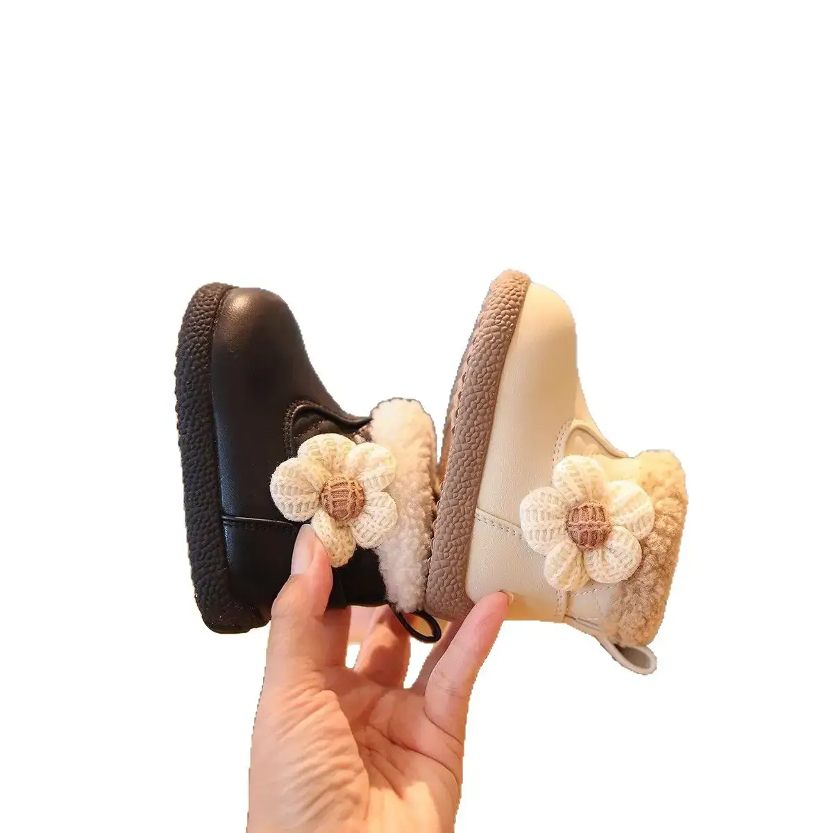 Girls' Flower-Decorated Soft Sole Boots
