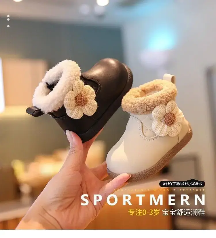 Girls' Flower-Decorated Soft Sole Boots — feature 2