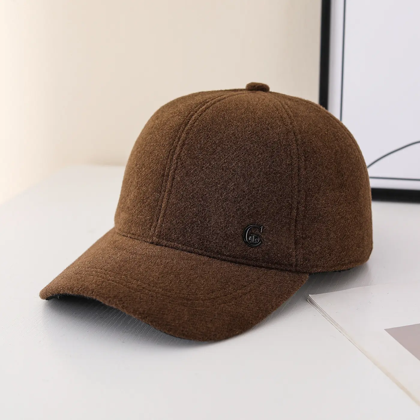Men's Warm Baseball Cap Black Brown Grey Winter Ear Protection - Image 2