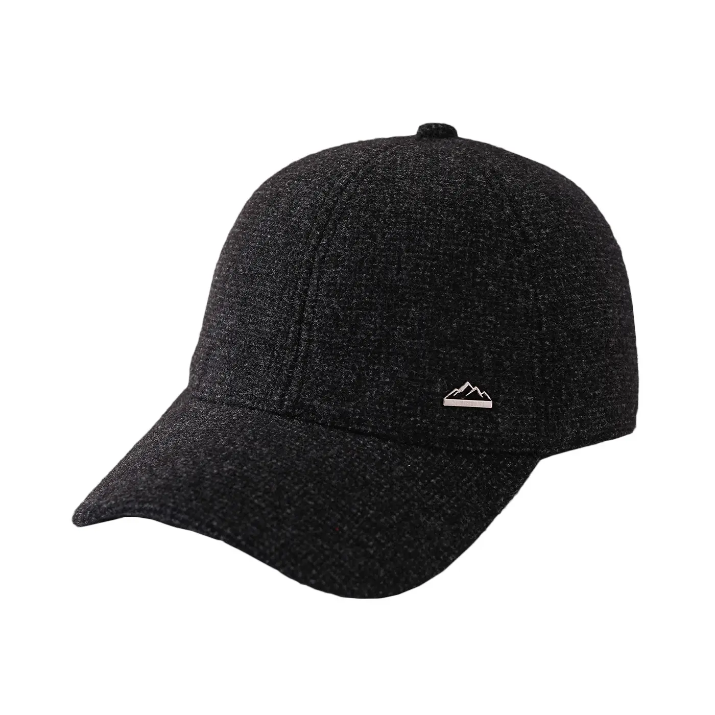 Winter Men's Black Wool Cap with Ear Protection