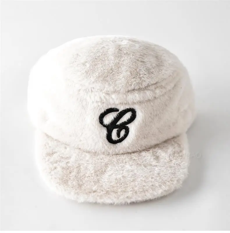 Winter Plush Embroidered Cap for Men Women Black — feature 11