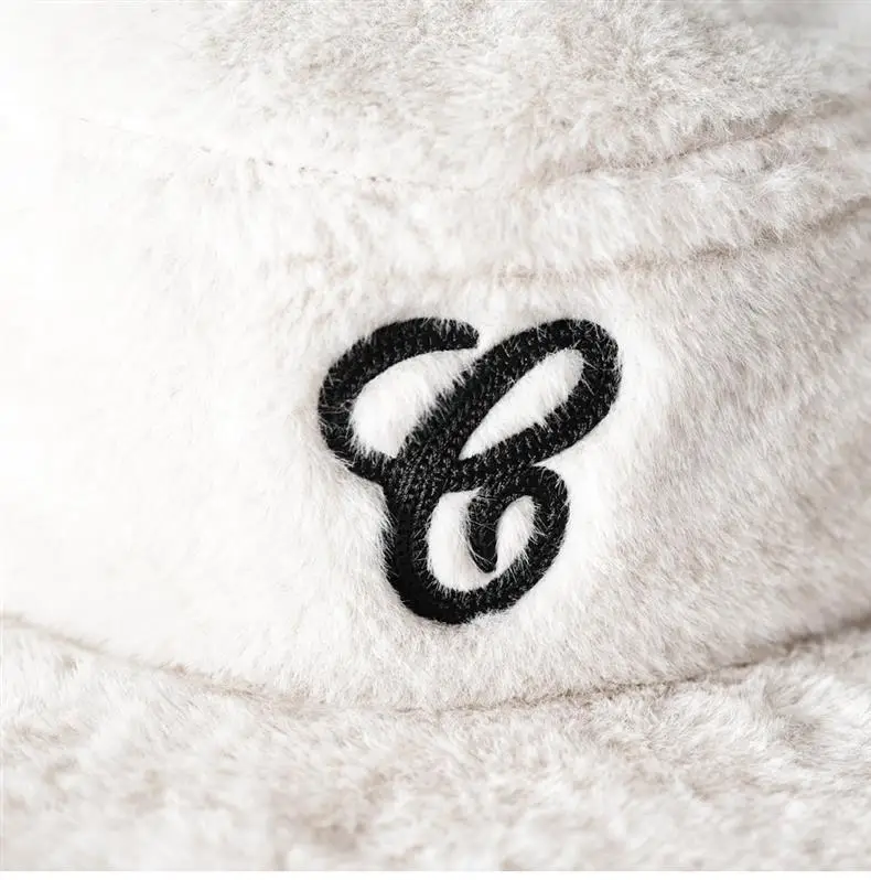 Winter Plush Embroidered Cap for Men Women Black — feature 13