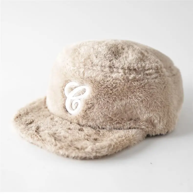 Winter Plush Embroidered Cap for Men Women Black — feature 5