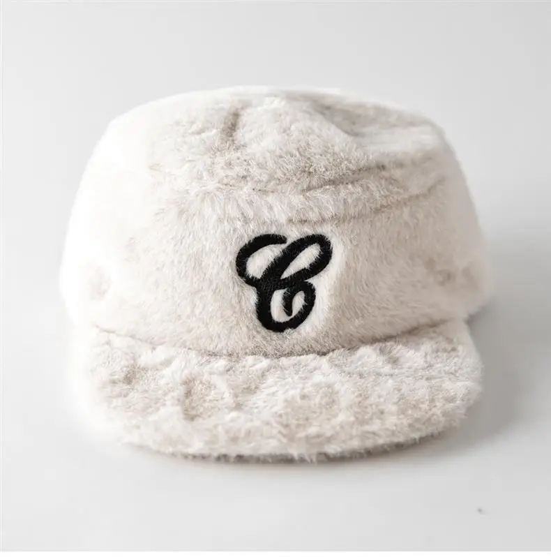 Winter Plush Embroidered Cap for Men Women Black — feature 6