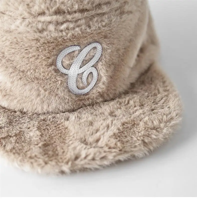 Winter Plush Embroidered Cap for Men Women Black — feature 9