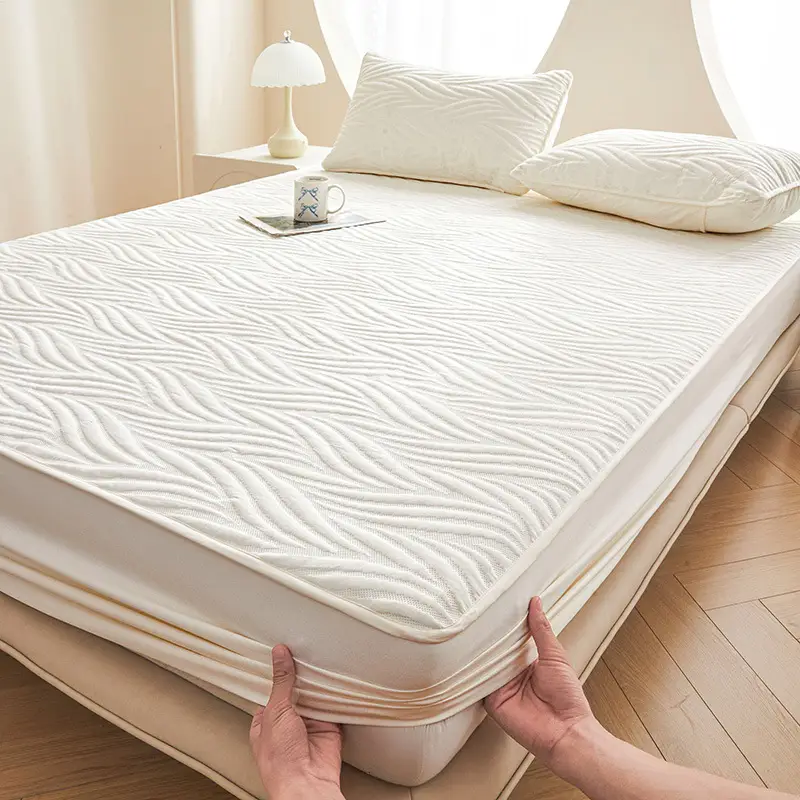 Class a Raw Cotton Waterproof Fitted Sheet, Urine and Dirt Barrier, Machine Washable Simmons Mattress Protector, All-Inclusive Dustproof Bed Cover
