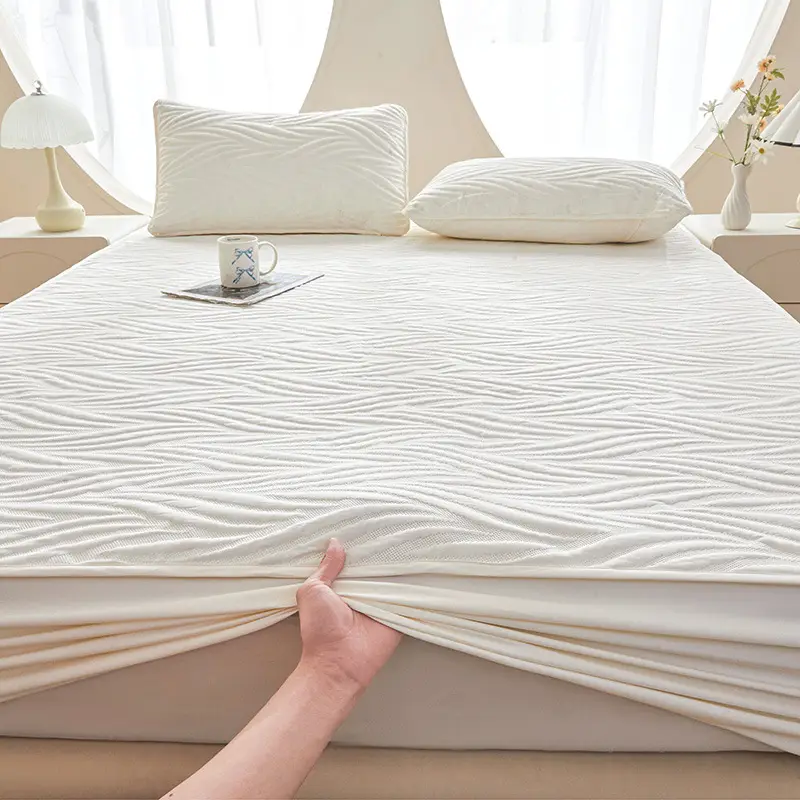 Class a Raw Cotton Waterproof Fitted Sheet, Urine and Dirt Barrier, Machine Washable Simmons Mattress Protector, All-Inclusive Dustproof Bed Cover