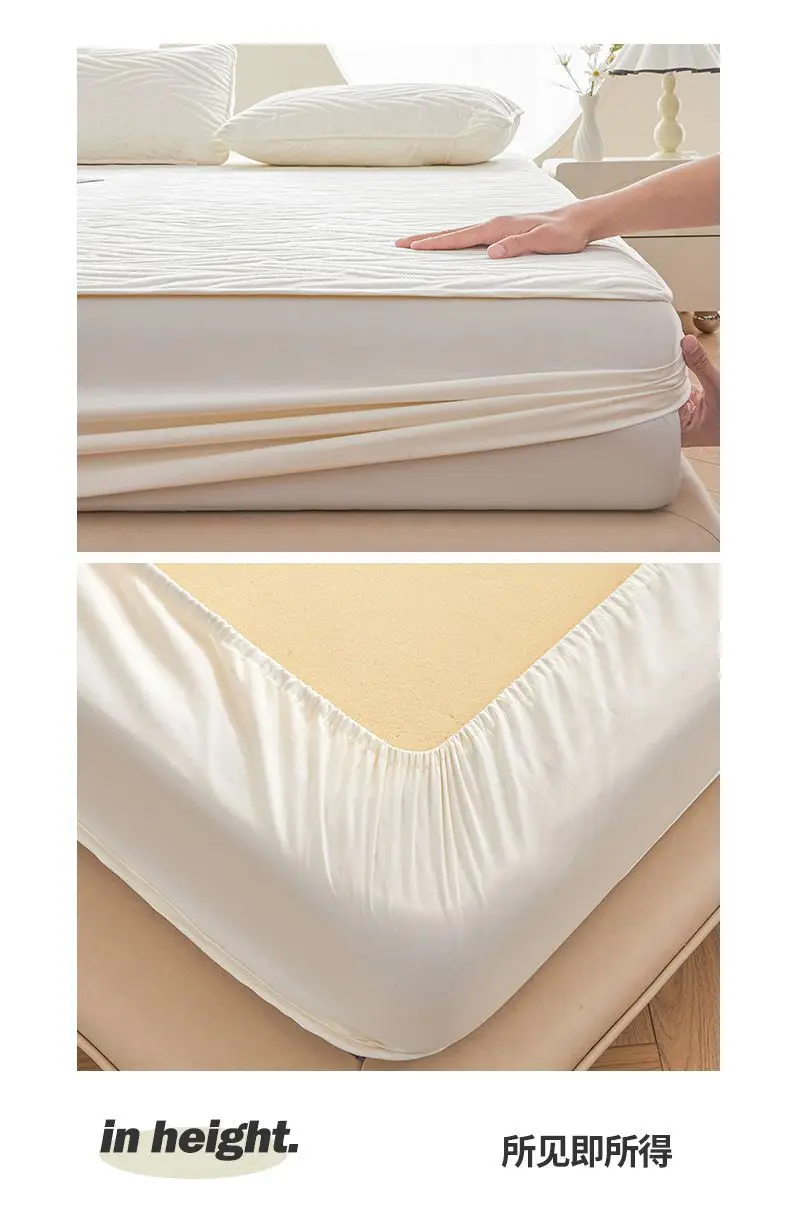 Class a Raw Cotton Waterproof Fitted Sheet, Urine and Dirt Barrier, Machine Washable Simmons Mattress Protector, All-Inclusive Dustproof Bed Cover — feature 15