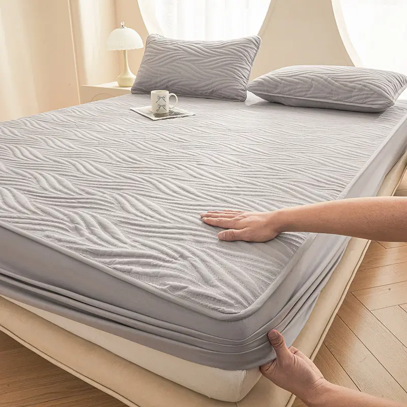 Class a Raw Cotton Waterproof Fitted Sheet, Urine and Dirt Barrier, Machine Washable Simmons Mattress Protector, All-Inclusive Dustproof Bed Cover