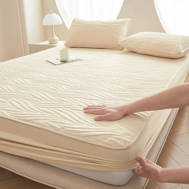 Class a Raw Cotton Waterproof Fitted Sheet, Urine and Dirt Barrier, Machine Washable Simmons Mattress Protector, All-Inclusive Dustproof Bed Cover