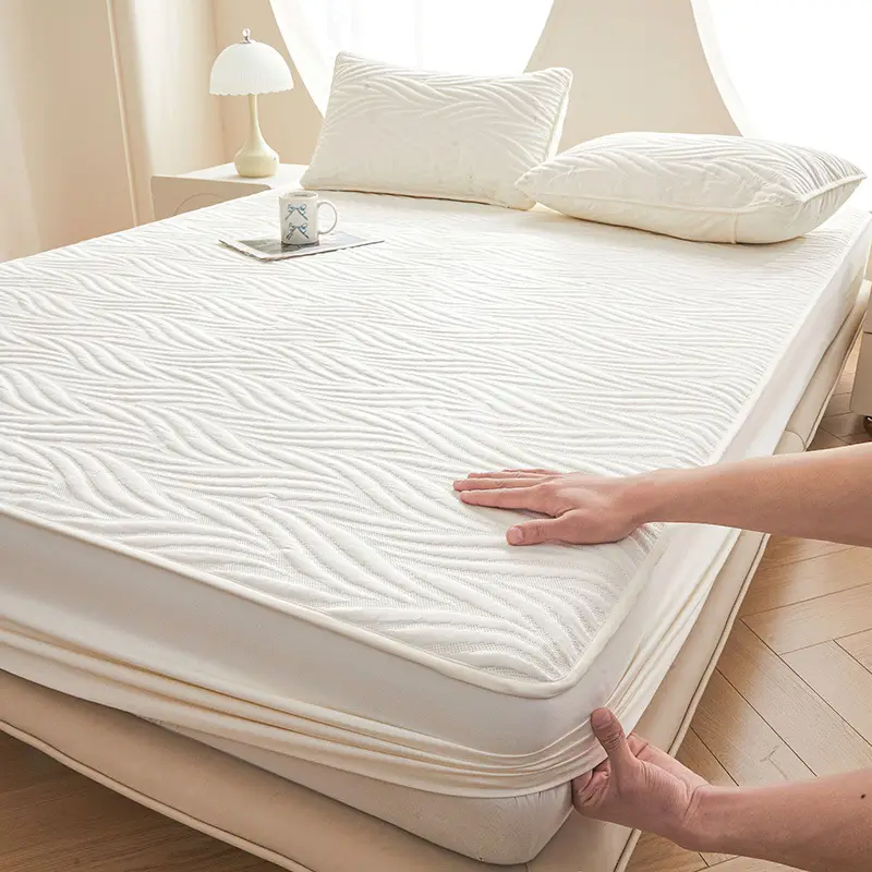 Class a Raw Cotton Waterproof Fitted Sheet, Urine and Dirt Barrier, Machine Washable Simmons Mattress Protector, All-Inclusive Dustproof Bed Cover