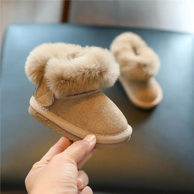 Baby Fleece Lined Winter Slippers Pink 1-2Yrs