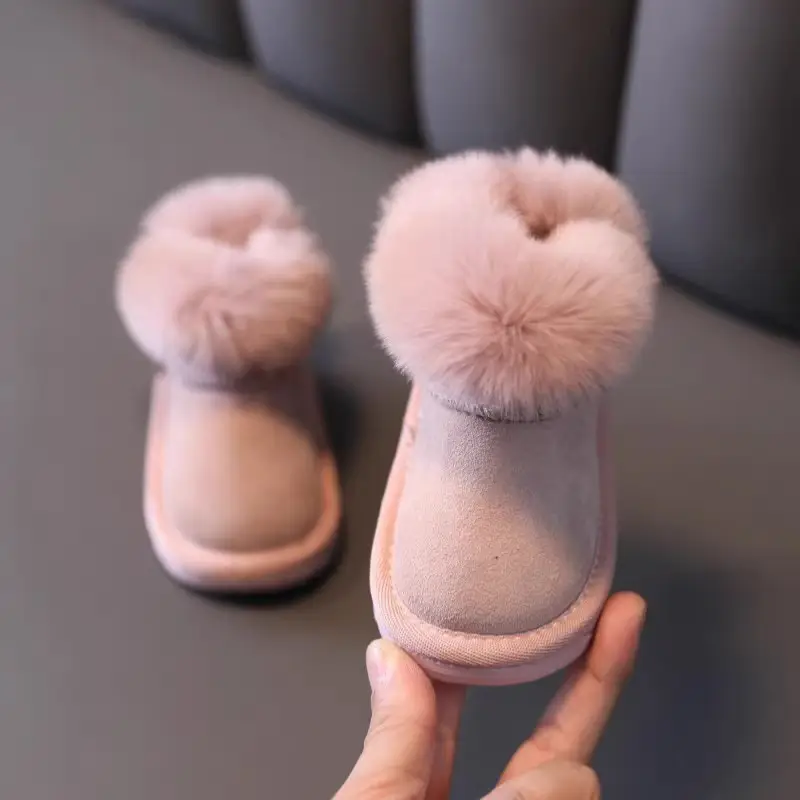 Baby Fleece Lined Winter Slippers Pink 1-2Yrs