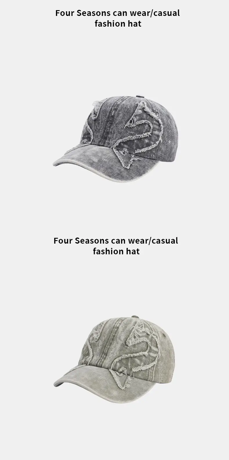 Washed Vintage Denim Baseball Cap for Men Women — feature 7