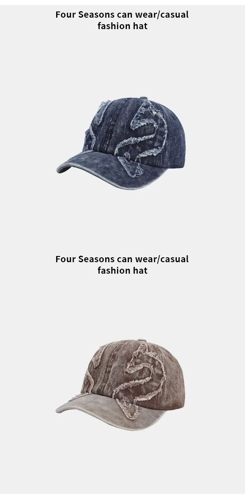 Washed Vintage Denim Baseball Cap for Men Women — feature 8
